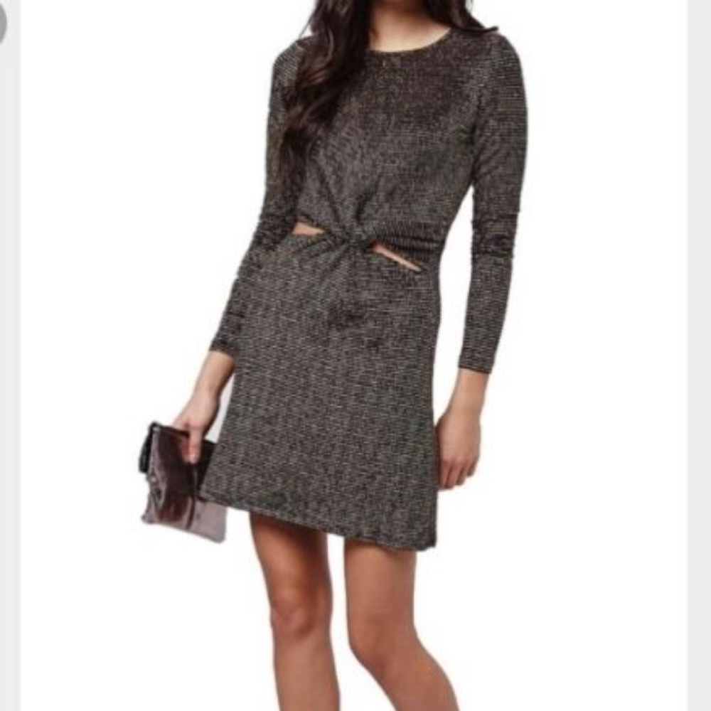 Topshop Cutout Knot Metallic Dress